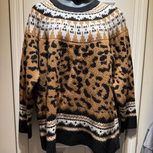 torrid Tan, Black & White Leopard Fair Isle Sweater